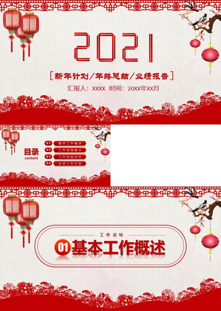 红色商务喜庆年终总结PPT模板