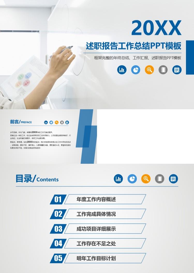 述职报告工作总结PPT模板