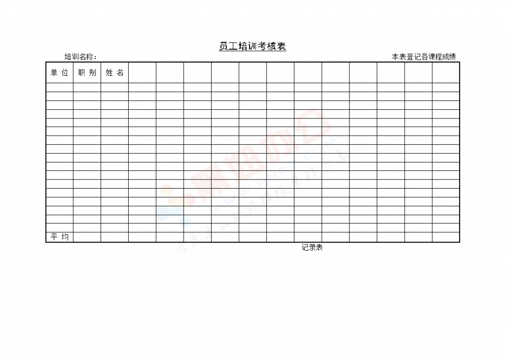 员工培训考核表