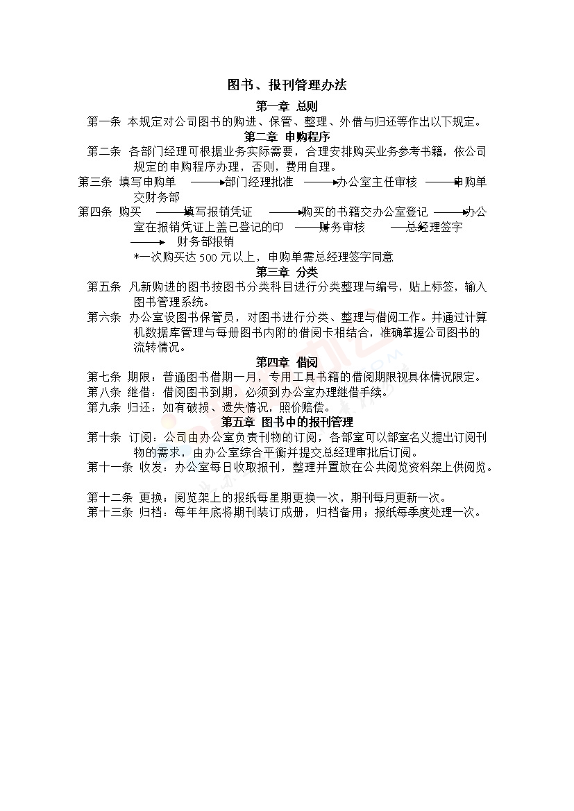 公司图书、报刊管理办法范本