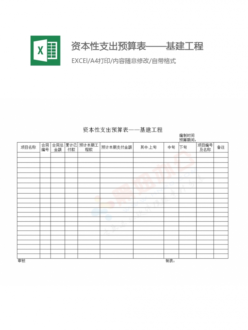 资本性支出预算表——基建工程