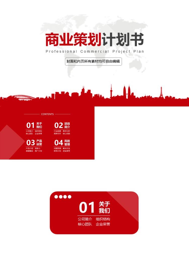 简洁商业策划计划书融资路演ppt模板