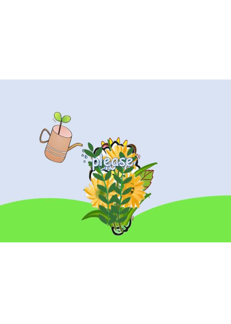 英语教学小游戏浇花草PPT模板