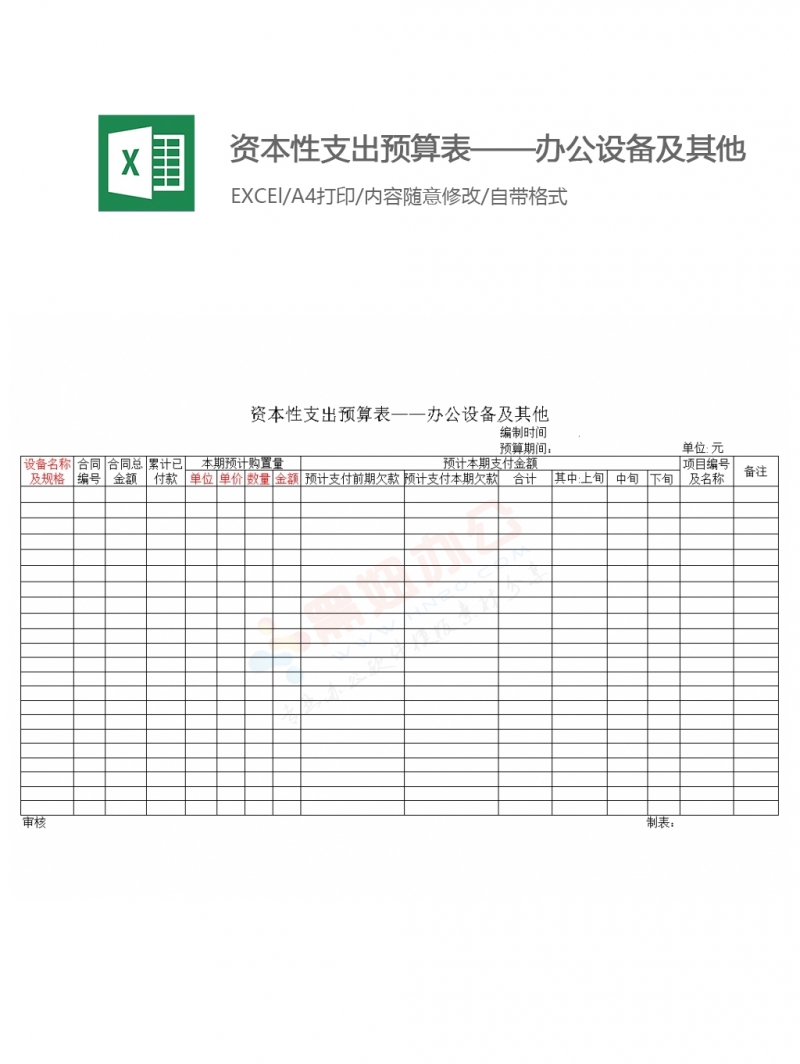 资本性支出预算表——办公设备及其他