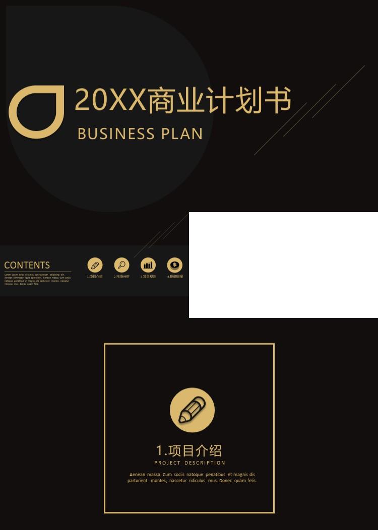 黑色大气商业计划书商业策划PPT模板 