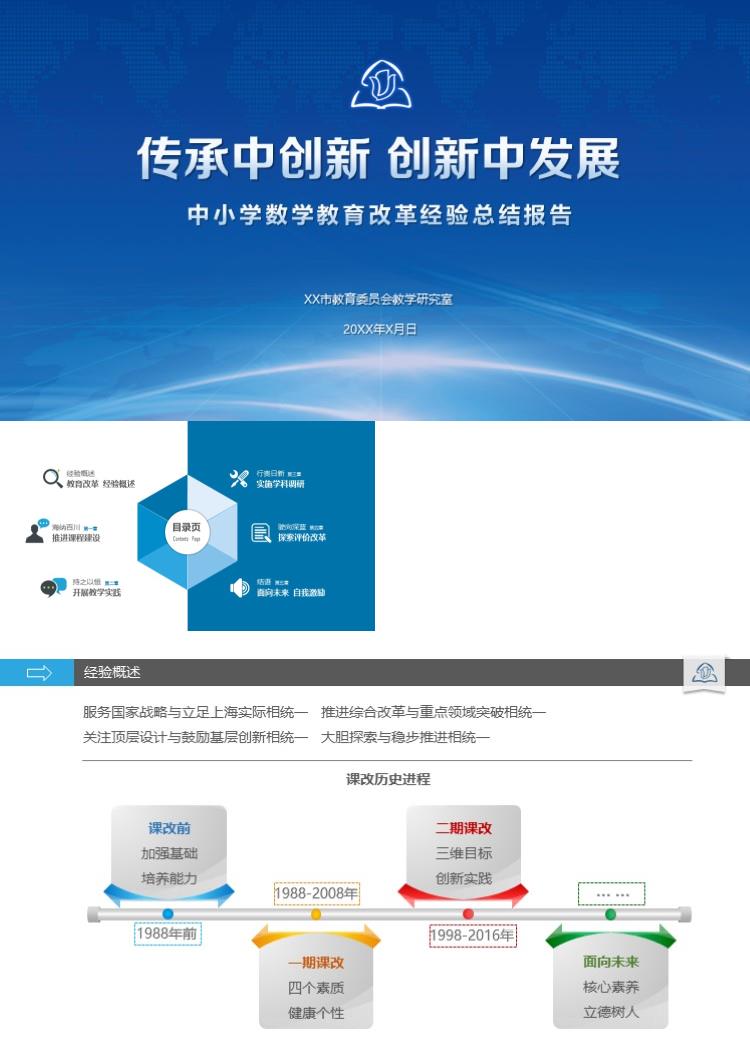中小学教育改革经验总结报告PPT模板