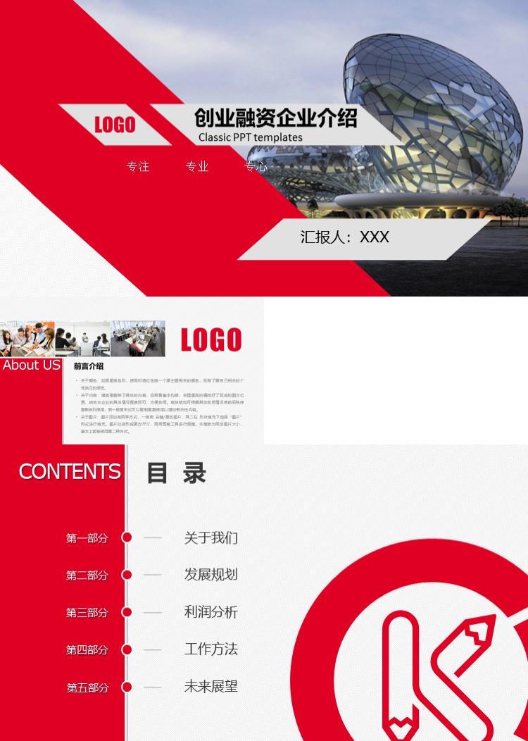 简约企业创业融资介绍PPT模板