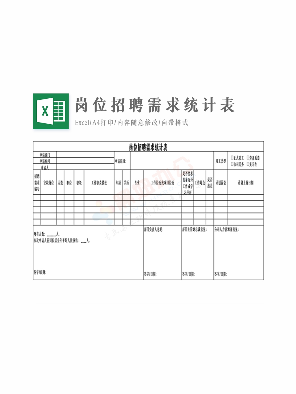 岗位招聘需求统计表